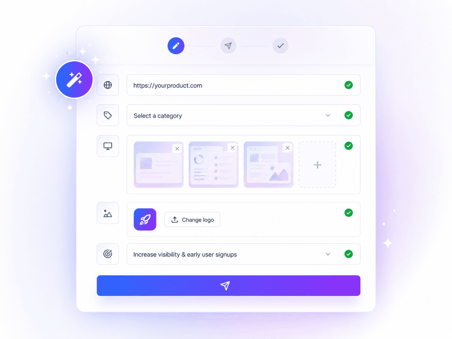 Product submission form visual